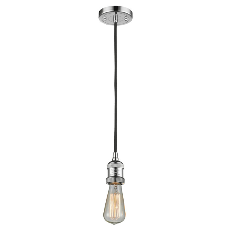 Baptiste 1 - Light Single Pendant, 6 Watt Vinage LED Bulb, Matte White, Polished Chrome