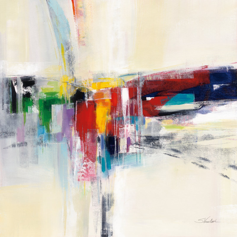 Kaléidoscope arc-en-ciel par Silvia Vassileva - Peinture, H 12 po x l 12 po, Toile tendue