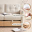 Canapé-lit modulaire en L 120 po avec rangement 120 po, canapé-lit modulaire convertible avec méridienne réversible, canapé nuage à siège profond, canapé de salon rembourré beige avoine avec base en grain de bois-129683843