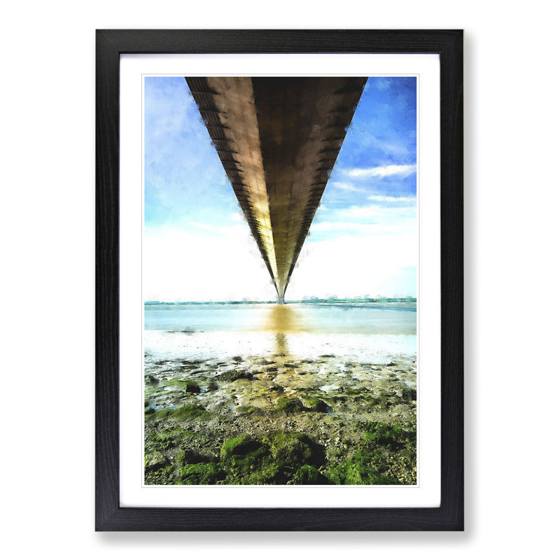 Humber Bridge - Picture Frame Graphic Art, 48cm H x 36cm W x 2cm D, Black Framed
