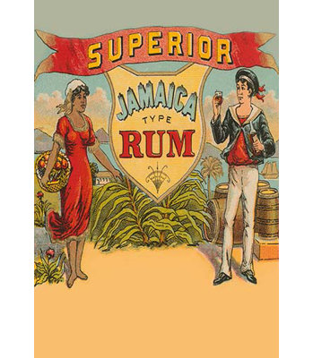 « superior jamaïque type rum », affiche rétro