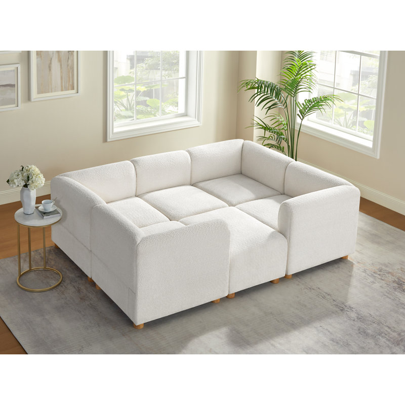 Canapé modulaire rembourré 6 pièces 6 pièces, Polyester blanc