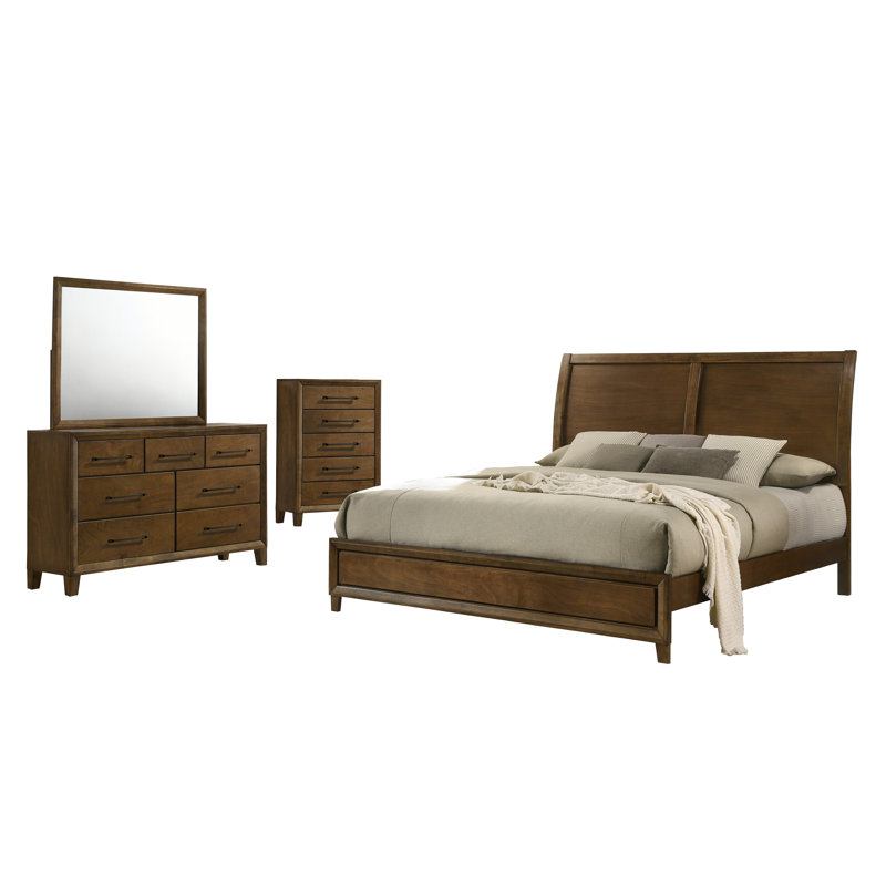 Ballard 4-Piece Wood King Bedroom Set W Chest, Brown, King