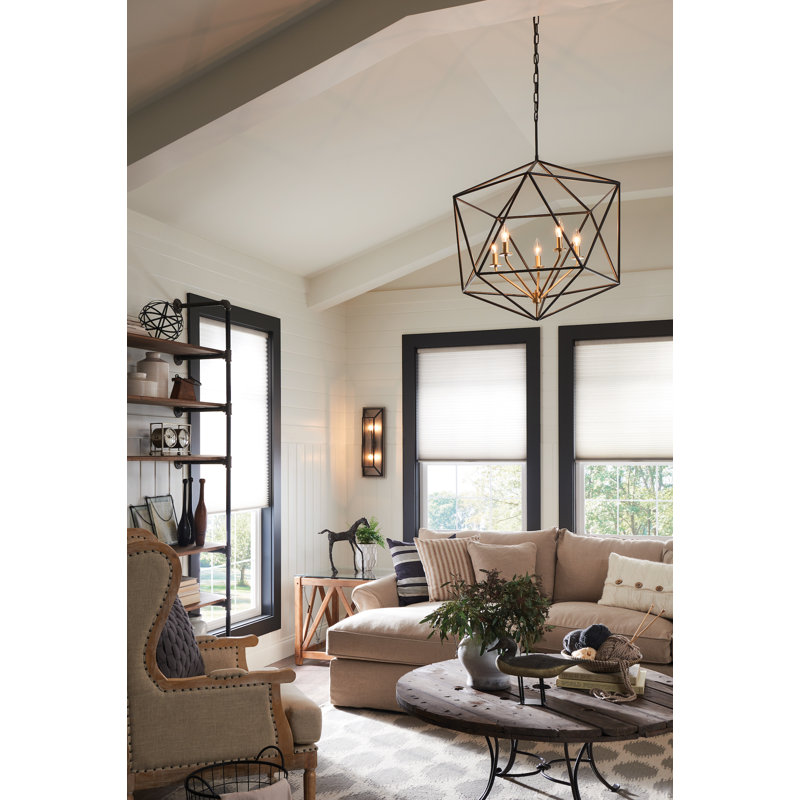 Astrid 5 - Light Candle Style Geometric Chandelier, Metallic Matte Bronze