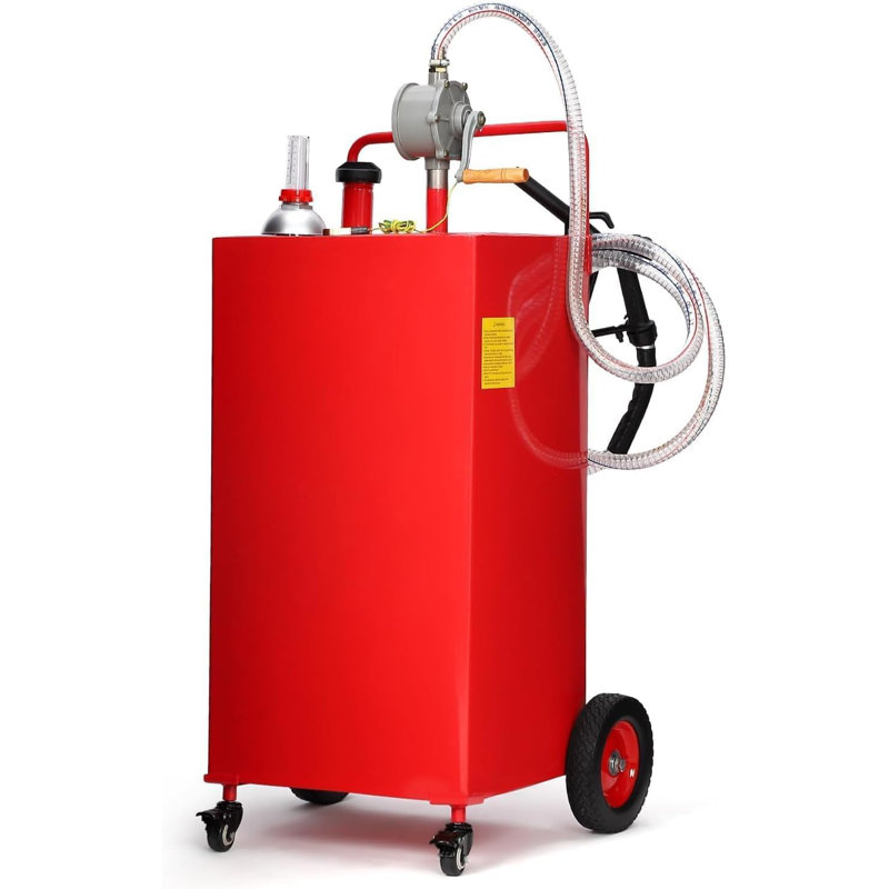 30 Gal Fuel Caddy with Manual Pump - Heavy Duty Portable Gas & Diesel Transfer Tank on Wheels, Spill-Proof Fuel Container for Boat, Truck, ATV & Farm, Yellow