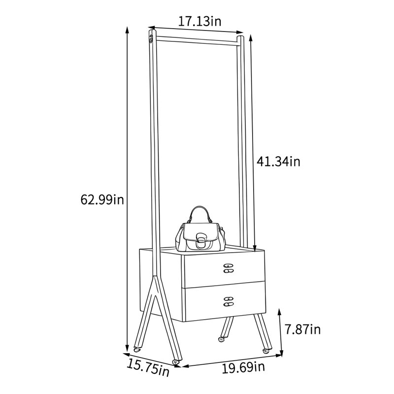 Portemanteau multifonctionnel avec rangement et roulettes