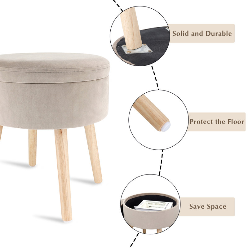 Depok 39cm Round Velvet Tufted Footrest Stool Ottoman