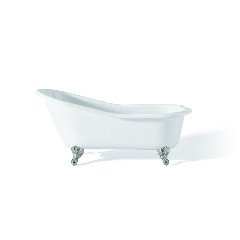 61'' x 30'' Soaking Cast Iron Bathtub, White Interior with White Exterior, Chrome