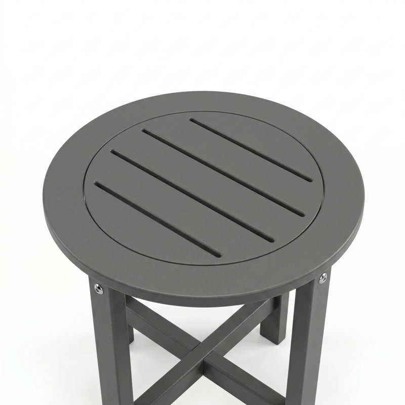 Table d'appoint 16 po ronde en PEHD gris pour l'extérieur