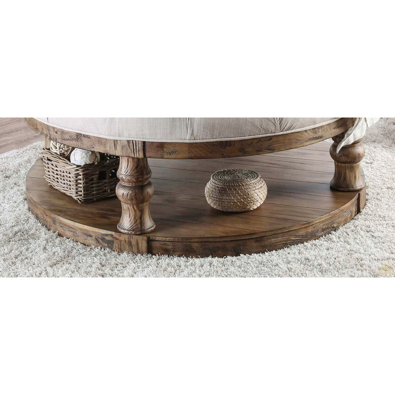Table basse ronde en bois, Chêne foncé antique