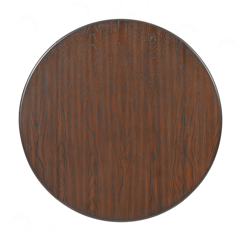 Extendable Round Dining Table with Adjustable Size, Brown