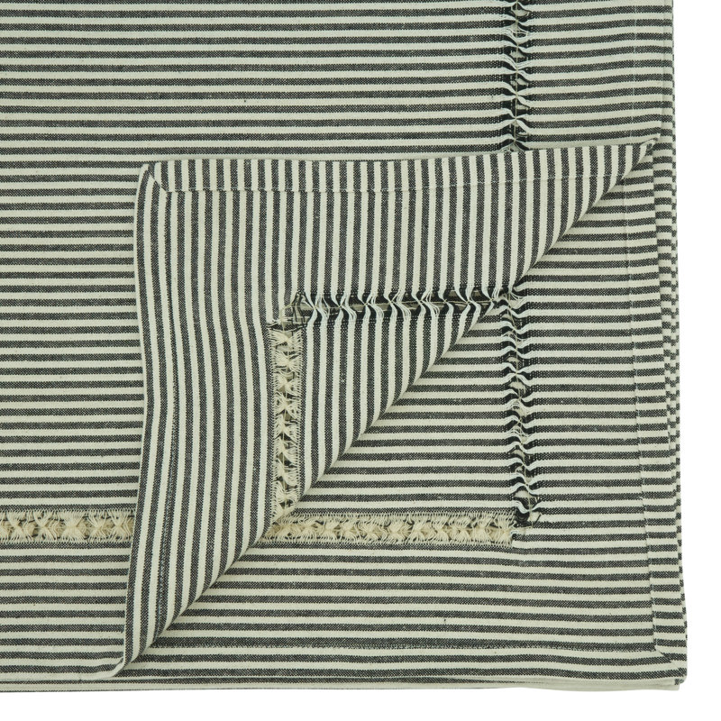 Tablecloth With Stripe Hemstitch Design, 140"L x 65"W
