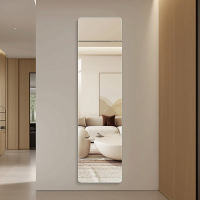 59 po X 16 po Miroir mural rectangulaire pleine longueur, miroir en verre argenté sans cuivre de 5 mm pour la chambre à coucher et le placard, support incassable
