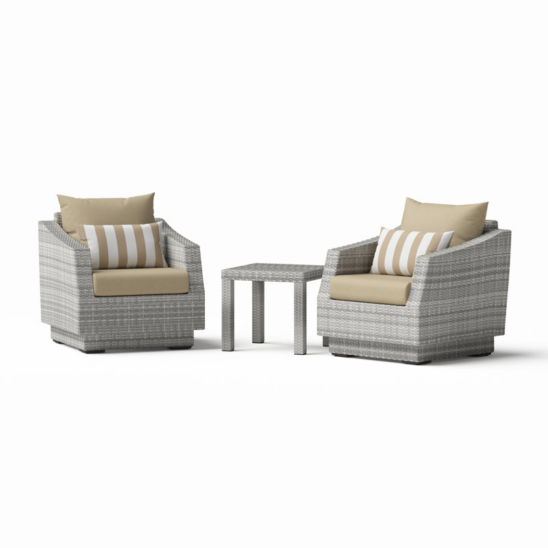 Fionnula 2-Person Patio Seating Set with Sunbrella Cushions, Canvas Heather Beige