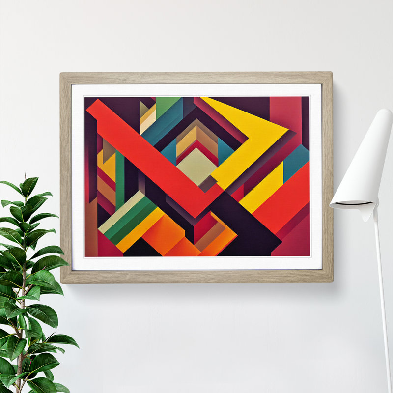 Imaginative Abstract - Single Picture Frame Print, 46cm H x 64cm W x 2cm D, Oak
