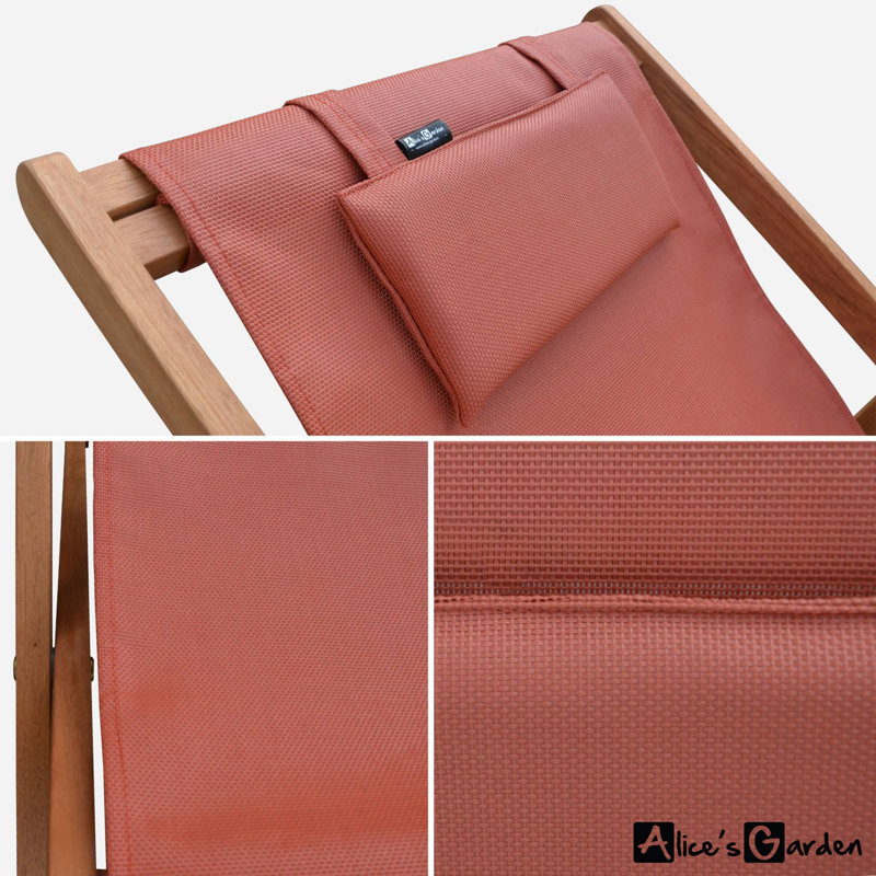 Graydon Reclining Folding Deck Chair with Cushion, Red