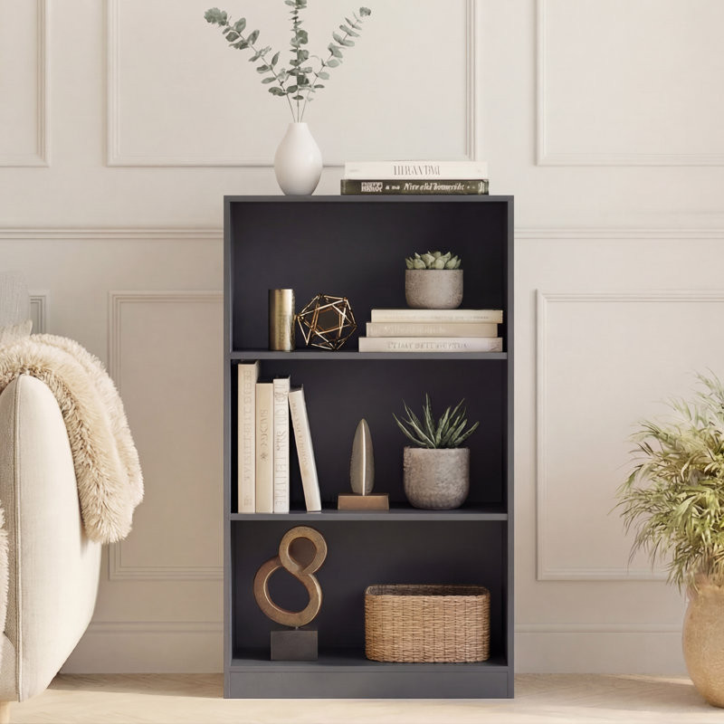 142cm H x 60cm W Standard Bookcase, Grey, (3 Shelves) 109cm H x 60cm W x 24cm D