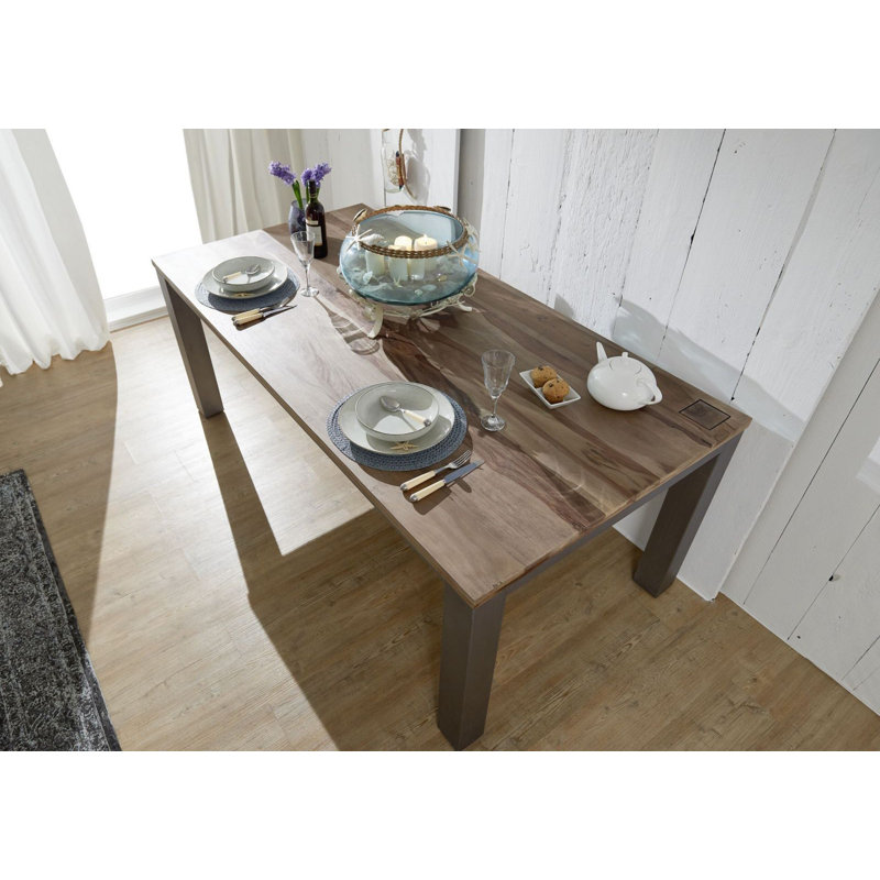 Le Havre Solid Wood Top Metal Base Dining Table, H76 x L200 x W100cm