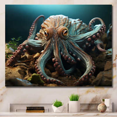 Teal Octopus Lunar Reflections sur toile
