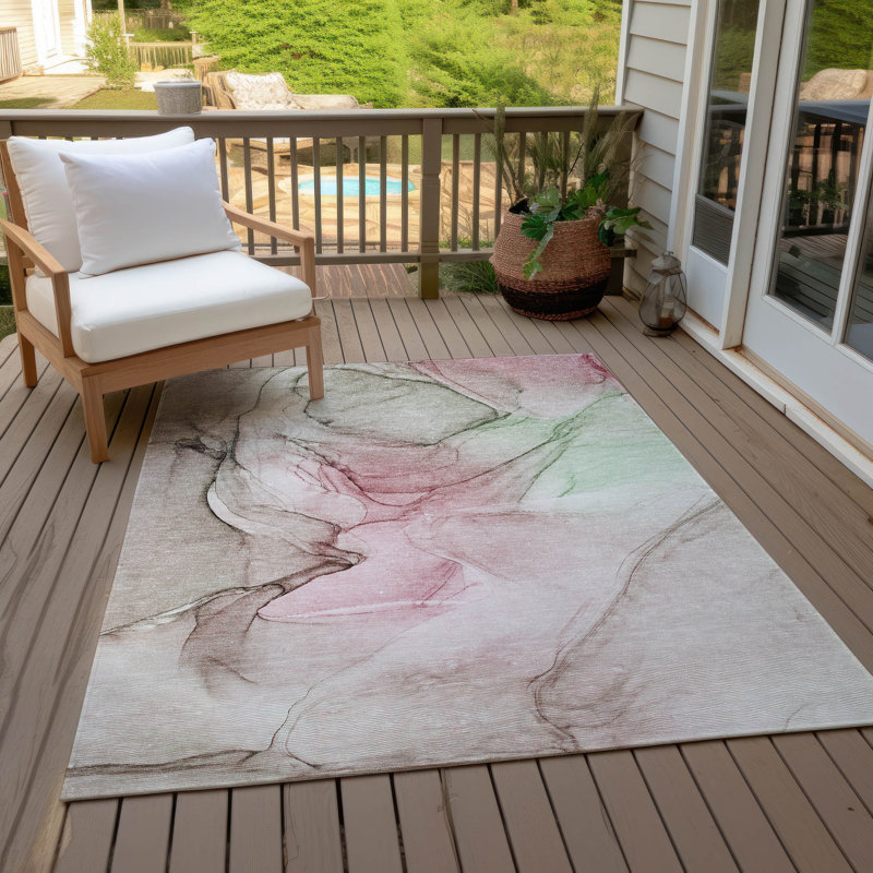 Alfonzo Washable Abstract Indoor / Outdoor Rug, Rectangle 8' x 10'