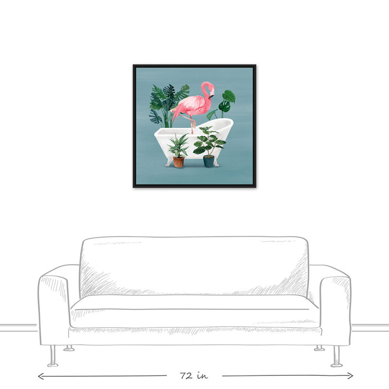 Flamant rose dans la baignoire, H 31,75 po x l 31,75 po x P 1,75 po