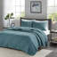 Courtepointe 3 pièces très grand / très grand bleu sarcelle - réversible, microfibre avec rembourrage en coton, rembourrage en microfibre-120276130-120276137