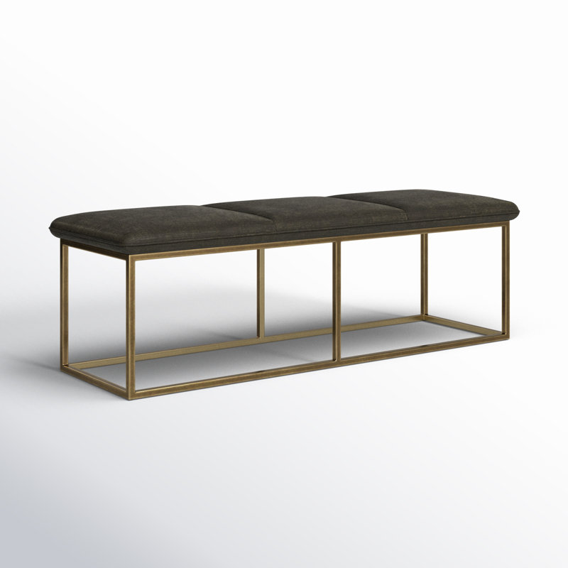 Alley Upholstered Bench, Dark Gray Performance Basketweave
