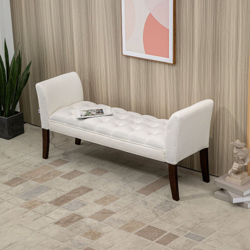 Dziadon Linen Upholstered Bench, Cream White