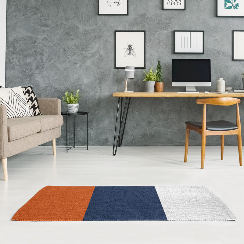 Tapis orange/bleu, Rectangle 5 pi x 7 pi
