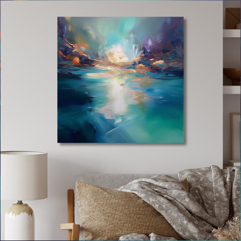 Lac sarcelle peinture sarcelle - décoration murale lac, H 30 po x l 30 po x P 1 po, Toile tendue