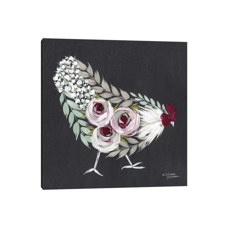 Floral Hen Mint And Pink by Michele Norman - Wrapped Canvas Gallery-Wrapped Canvas Giclée, 30.48 cm H x 30.48 cm W