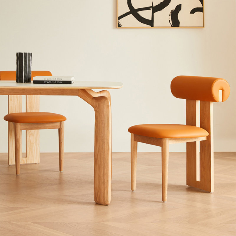 Orange Solid back side Chair(Set of 2)
