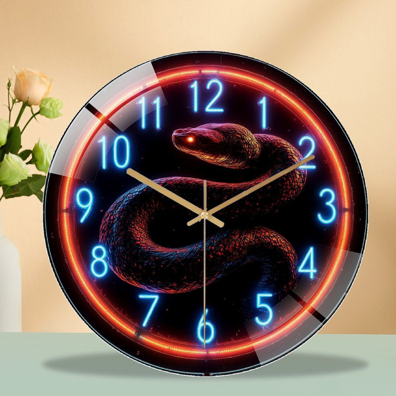 Horloge murale Neon Snake