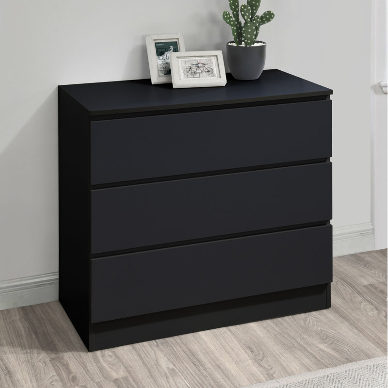 Marqita 3 Drawer 80cm W Chest of Drawers, Black