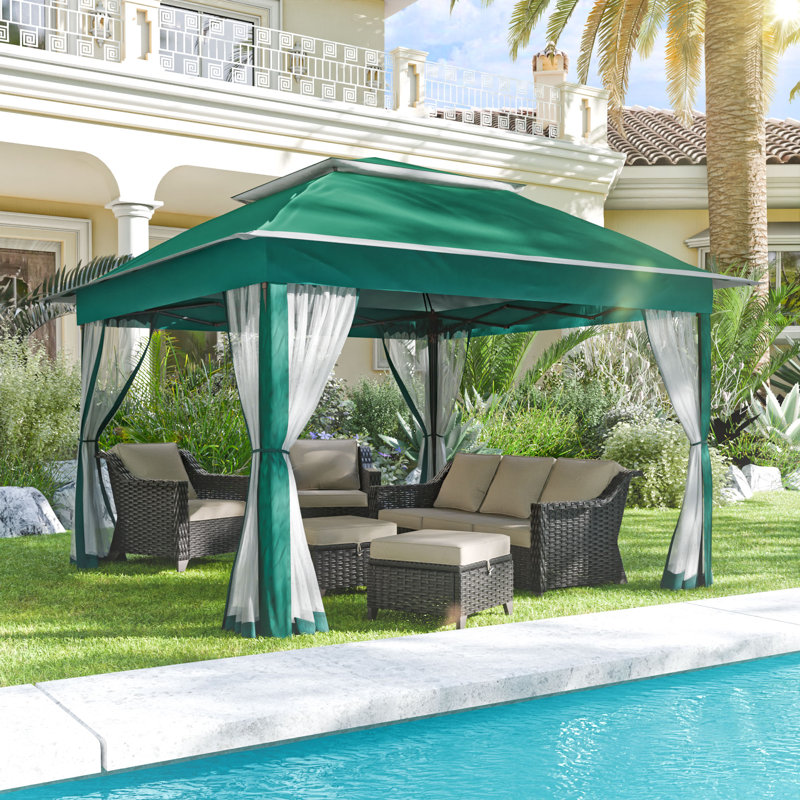 11 Ft. W x 11 Ft. D Steel Pop-up Gazebo, Green