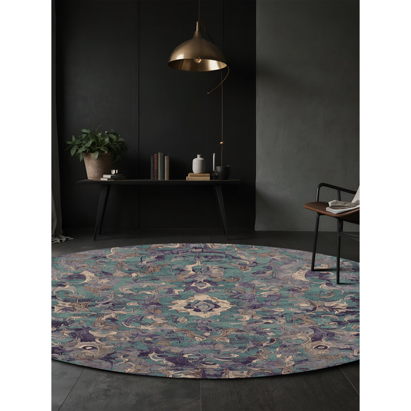 Machine Washable Gray Area Rug, Round 8'