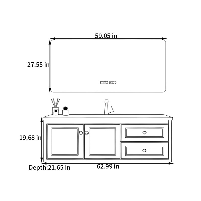 Agustin, 19.68" H x 62.99" W x 21.65" D