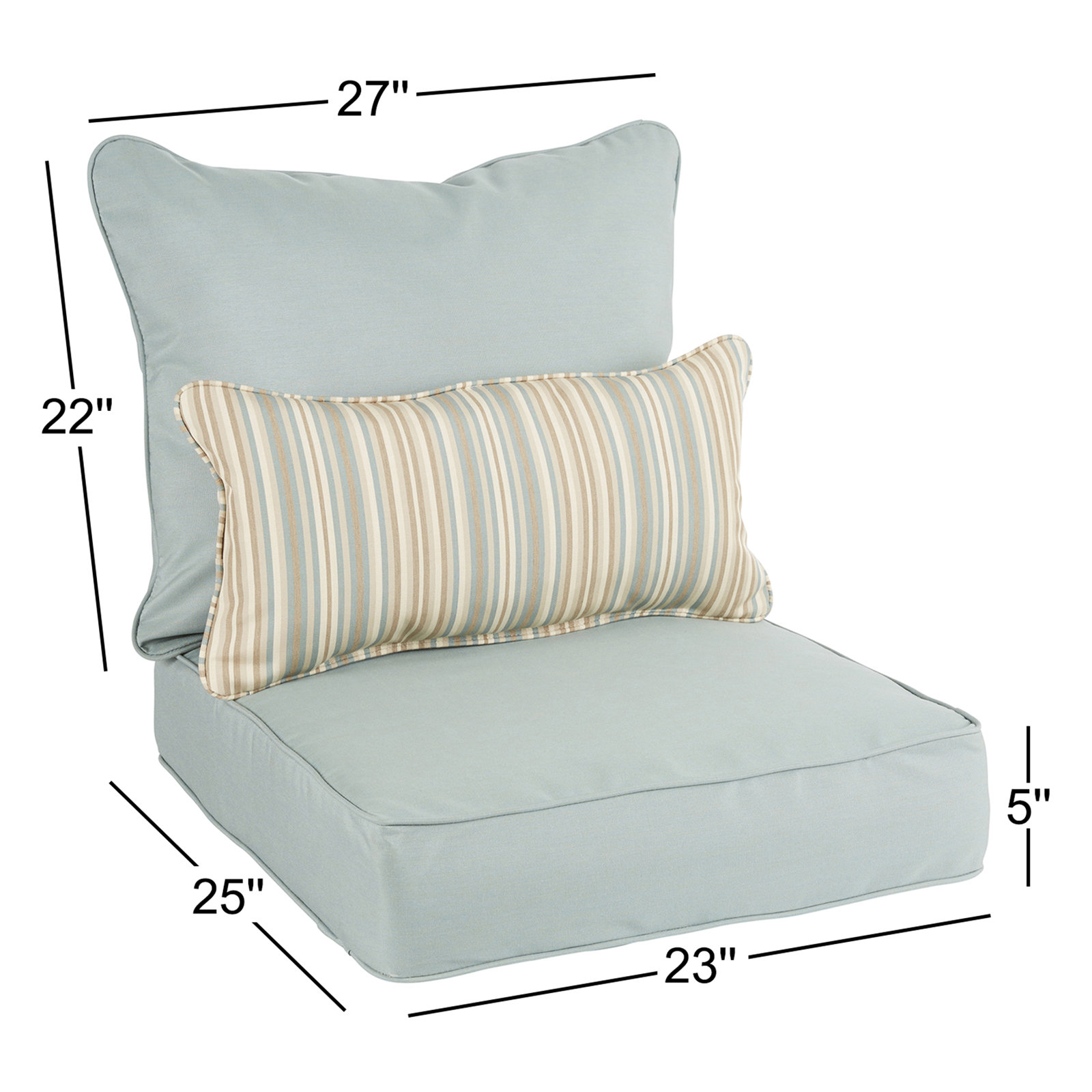 Outdoor Sunbrella Seat/Back Cushion, Canvas Black Sunbrella® Canvas, 27" W x 25" D