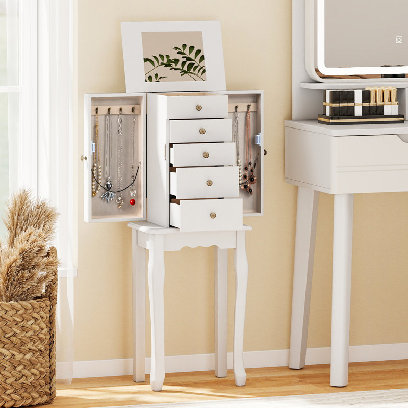 Cheikh 12.5'' Wide Freestanding Jewelry Armoire, White