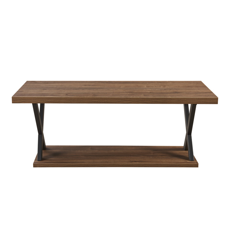 Table basse avec tablette de rangement Arether, Noyer