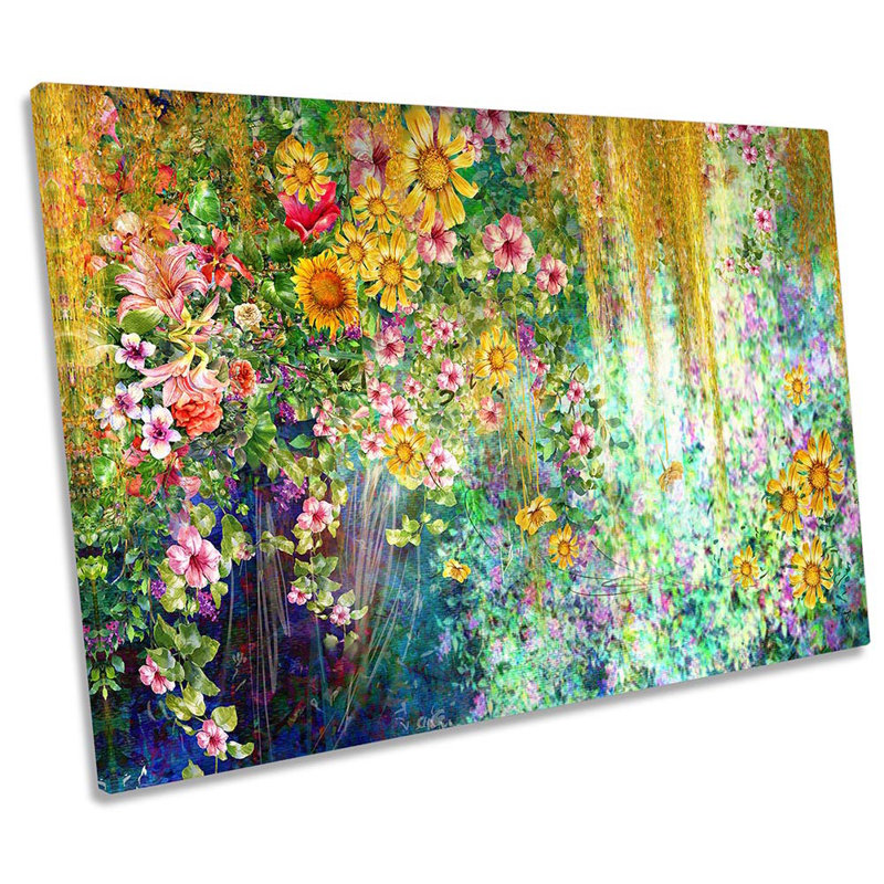 Yellow Floral Flowers Paint Repro - Wrapped Canvas Print, 50.8cm H x 76.2cm W x 2cm D