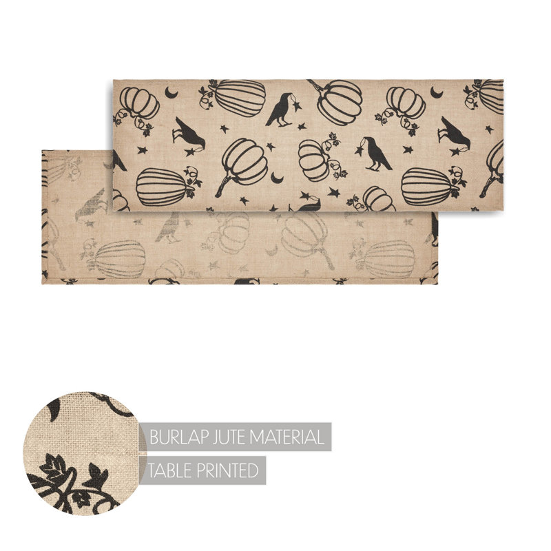 Briarden Rectangle Animal Print Halloween 100% Jute Table Runner, 36" L x 12" D
