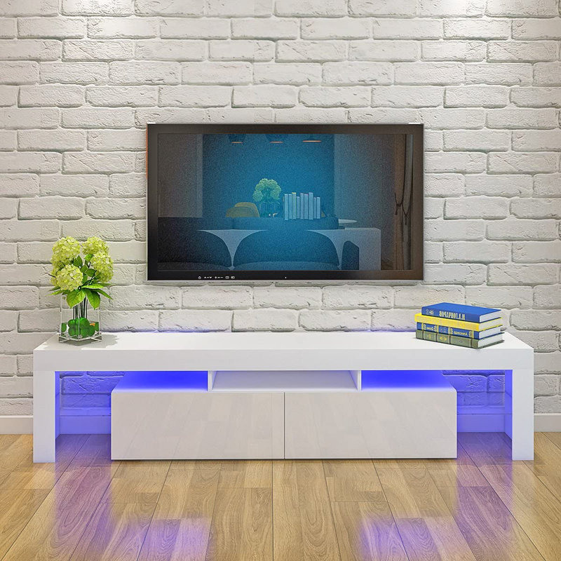 Alloway TV Stand, 45cm H x 160cm L x 35cm W, White