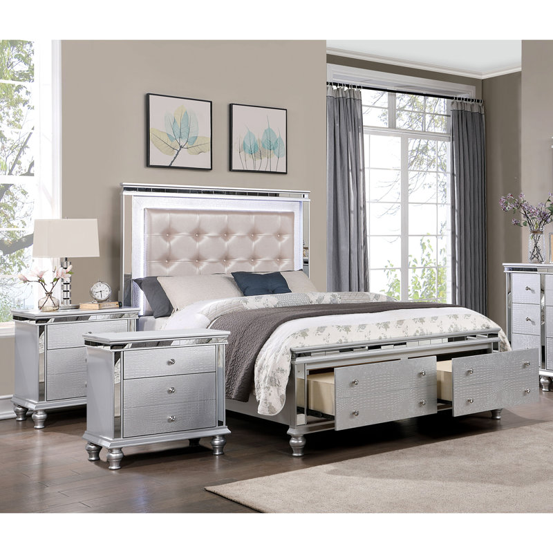 Ensemble de chambre avec lit plateforme 3 pièces Camelford, Très grand californien