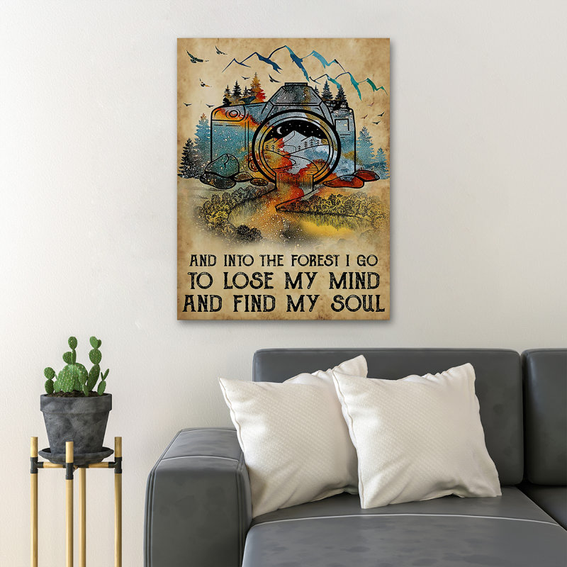 «A Forest In A Caméra - And Into The Forest I Go To Lose My Mind», reproduction d'art graphique sur toile tendue 1 pièce