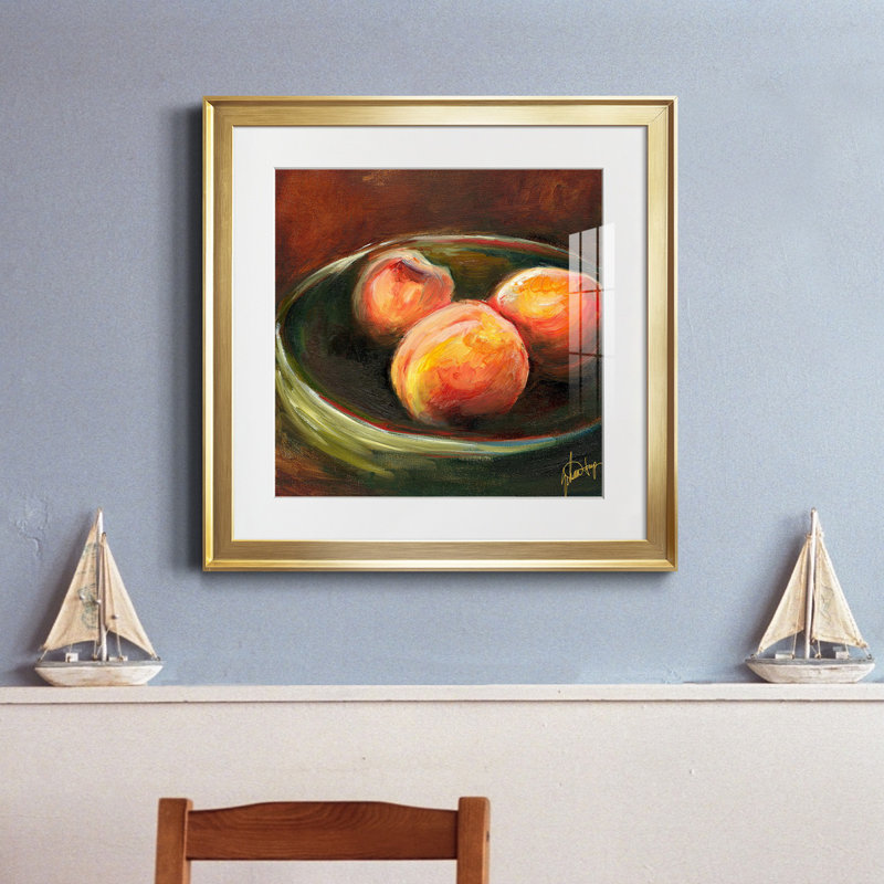 Printed Fruit rustique II - reproduction encadrée de qualité supérieure - prête à être accrochée, Cadre doré