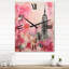 Horloge murale rétro rose New York Empire State Building II - City New York-99640716