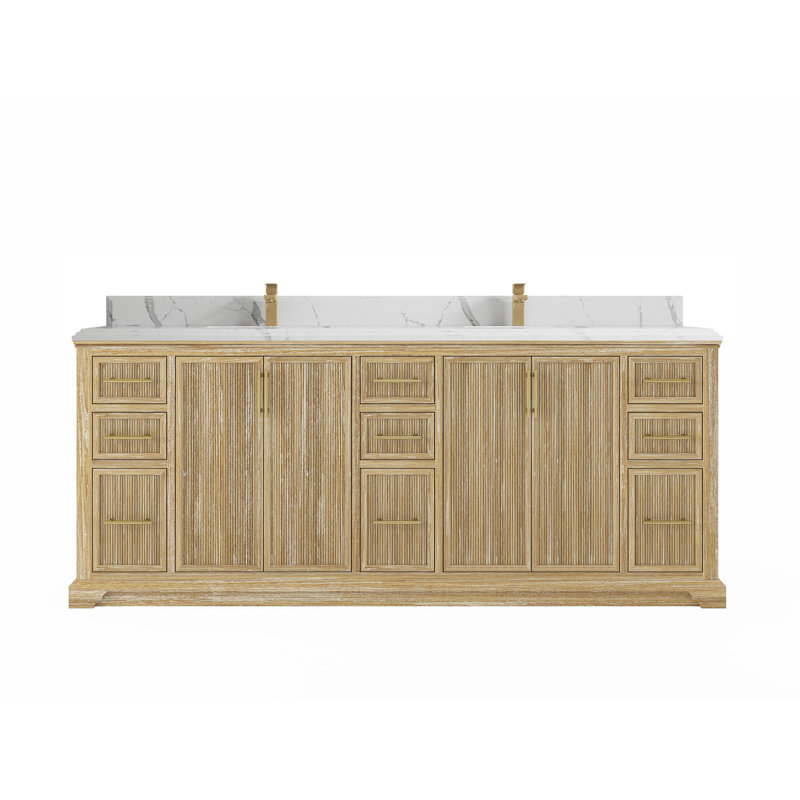 Ensemble de meuble-lavabo double 84 po Emuel, Blanc