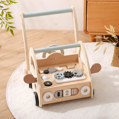 Wooden Toddler Push Walker with Activity Center