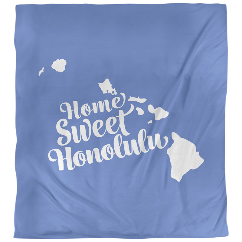 Housse de couette honolulu hawaii, Housse de couette pour très grand lit, Bleu, Microfibre